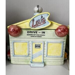 Classic American Roadside Fitz and Floyd Omnibus 1993 Lou's Drive-In Canister